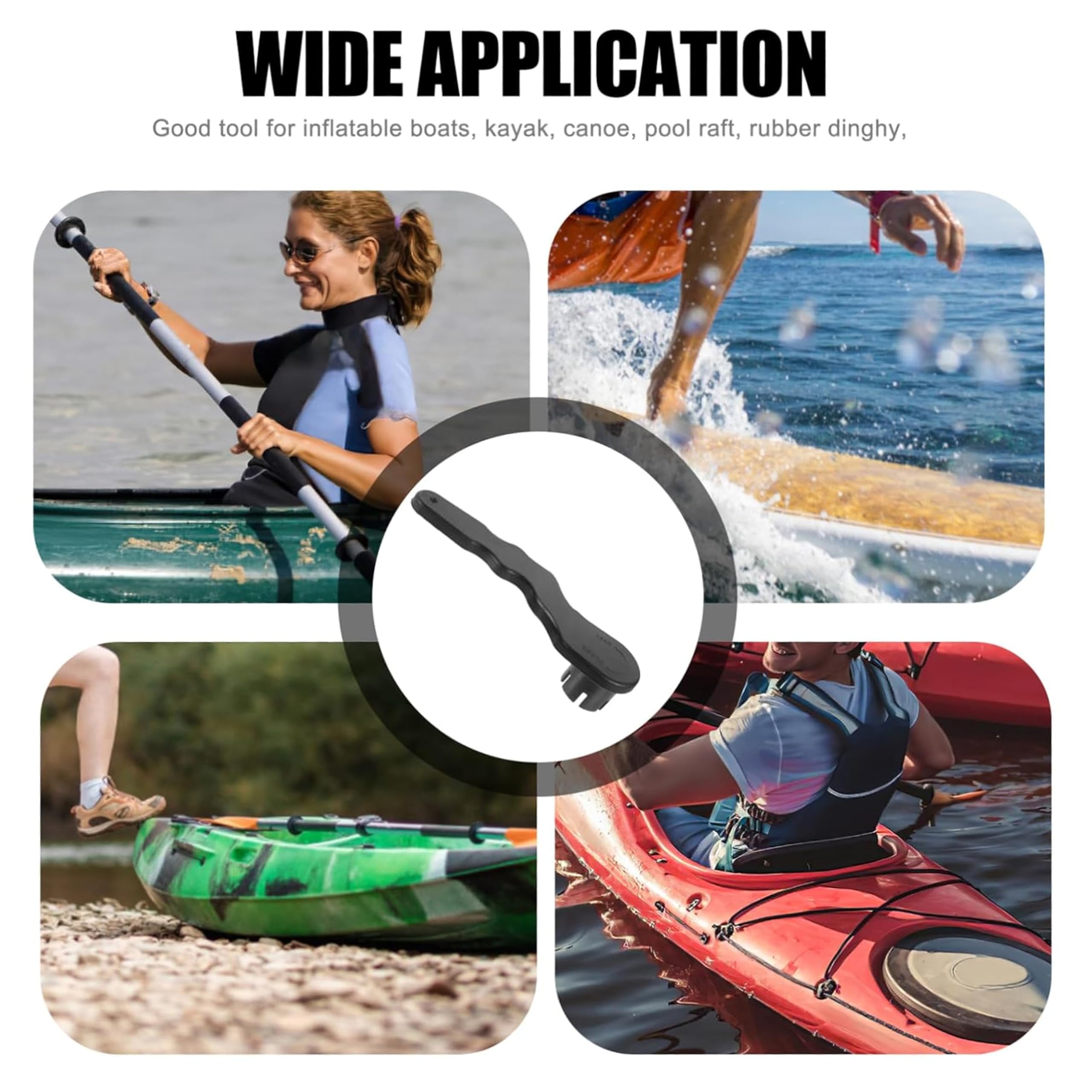 Chiave Valvola Aria Kayak in Plastica Grigia Scanalature Strumento Riparazione per Barche Gonfiabili Canoe SUP Paddleboard