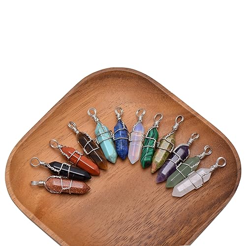 Vista 12 de White Quartz Mineral Stone Point Wire Wrapped Healing Crystal Pendant Necklace