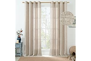 Burlap Curtains 84 Inches Long for Living Room and Bedroom