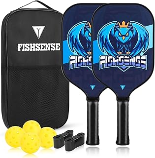 Pickleball Paddles, Graphite Carbon Fiber Surface Pickleball Paddles Set of 2, Lightweight Pickleball Rackets Set, 4 Pickleball, Portable Carry Bag