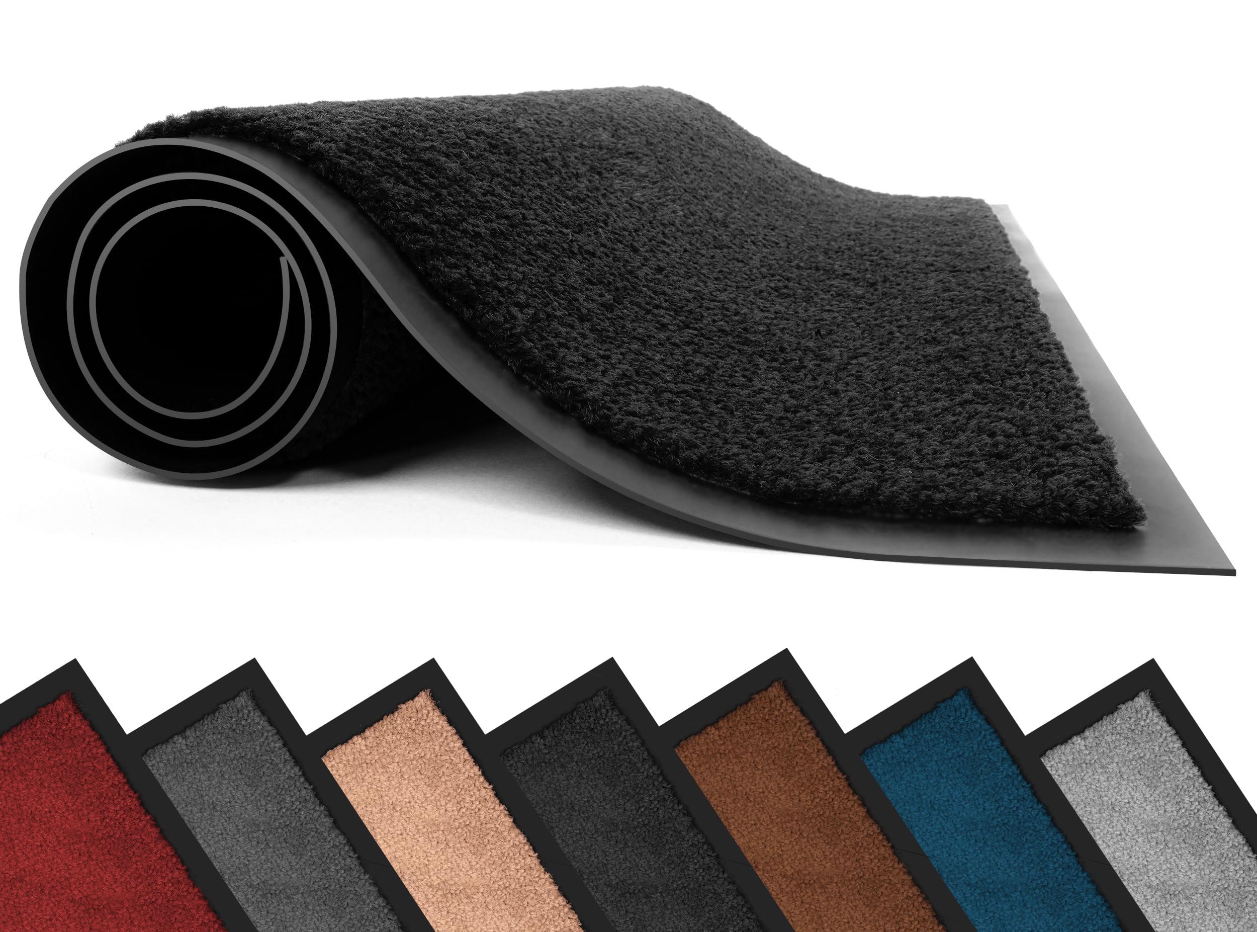 Lexell Non-Slippery Heavy Duty Door Mats – Large & Stylish Washable Rubber Doormats for Indoor & Outdoor – Perfect Dust Grabbing Floor Mat (Black-plain, 80 x 120 cm) — image 1