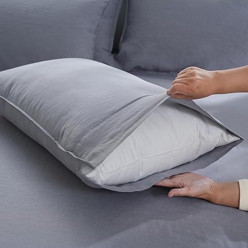 Miniatura 162 de S VICTORY SYMBOL 100% Organic Linen Pillowcases 20"x30" Set of 2,French Natural Flax Soft Durable Pillowshams Sandy Beige,Standard