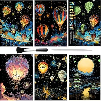 NaiHey Night Glowing Scratch Art Rainbow Painting for Adults, Glow in Dark Engraving Arts Scratchable Painting, Womens Hobbies Easter Party Gift, Arts Crafts Scratch Pad Kits - 2 Pack