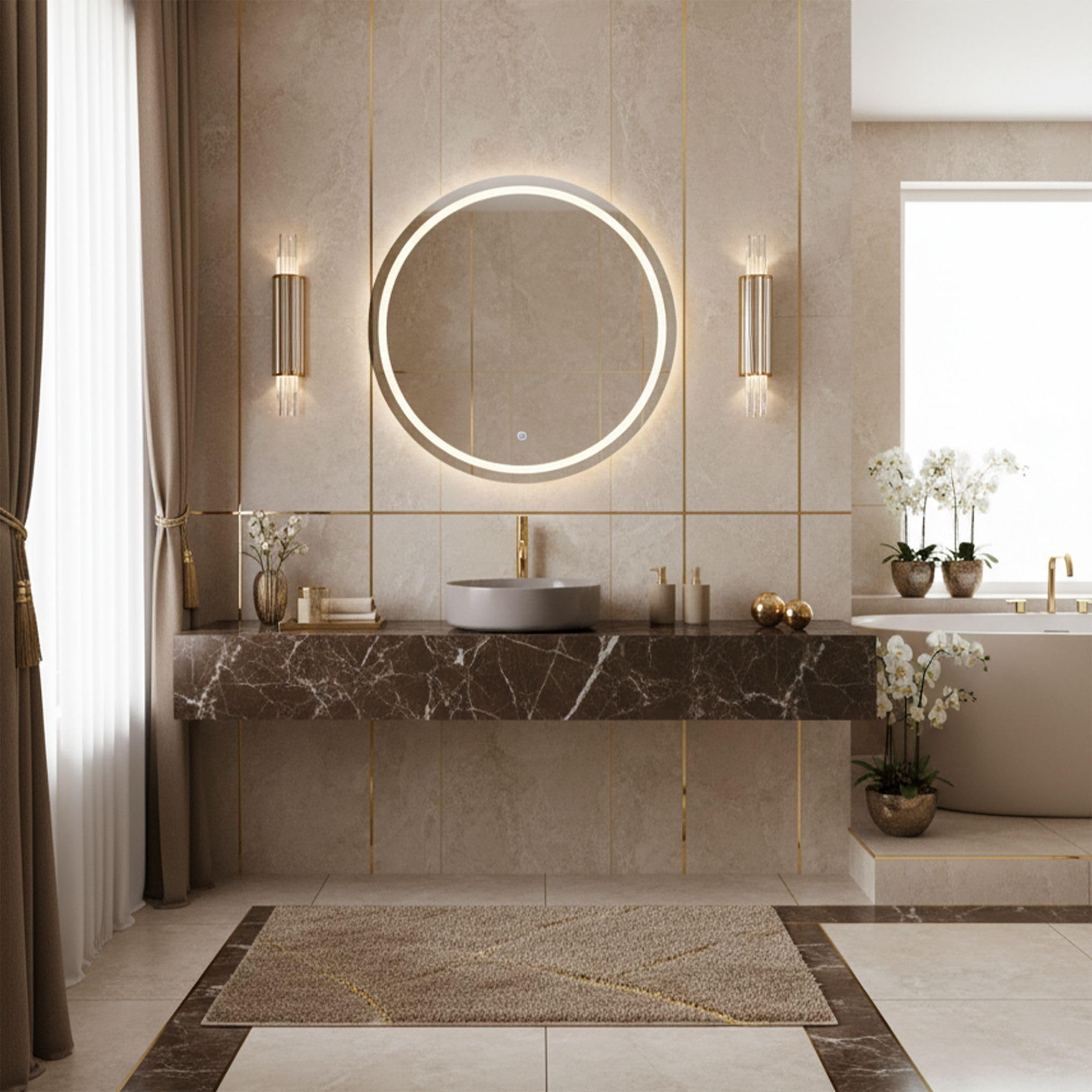 Lavabo Sobre Encimera Rea Sami Shiny Beige