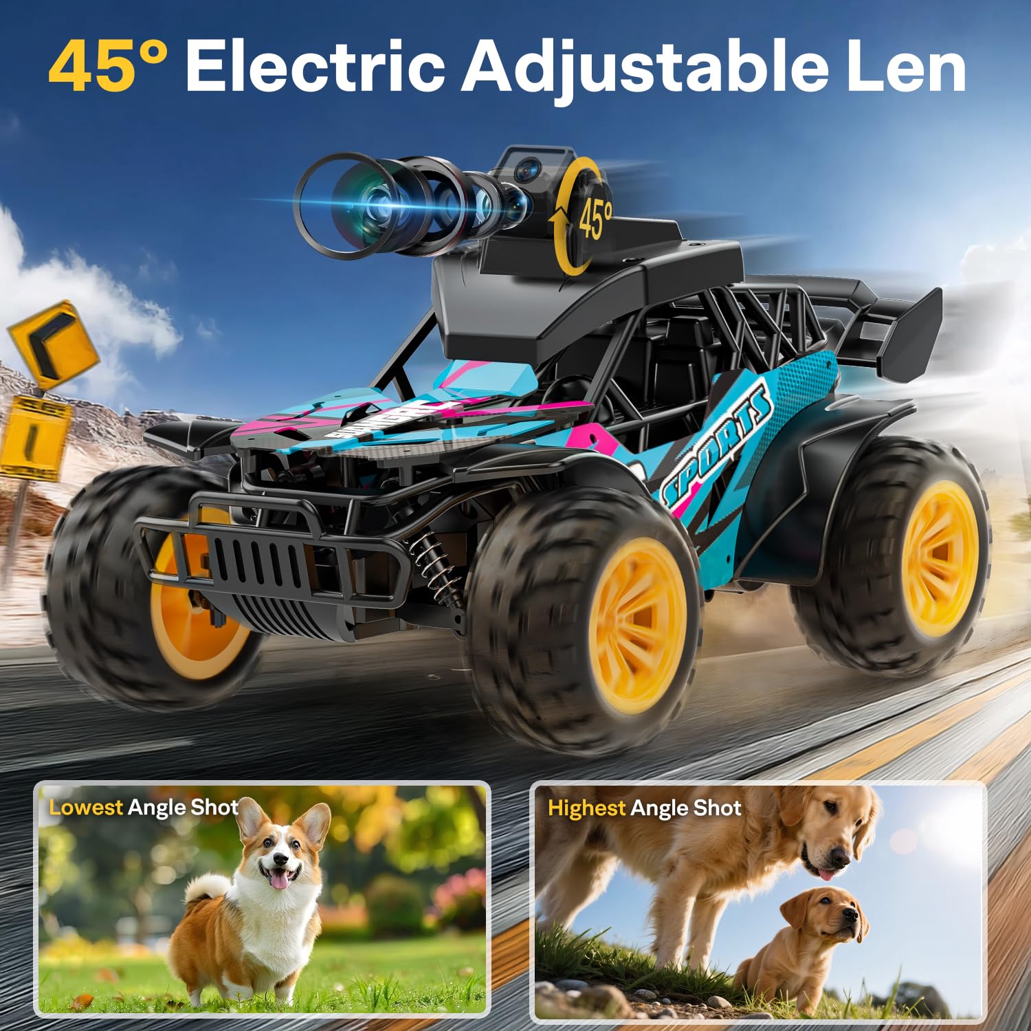 suangrc Auto RC con Telecamera, Auto Telecomandata 2.4GHz, Schermo 2.4", Camion RC con 2 Velocità, Auto Telecomandata con Telecamera per Bambini e Adulti Principianti