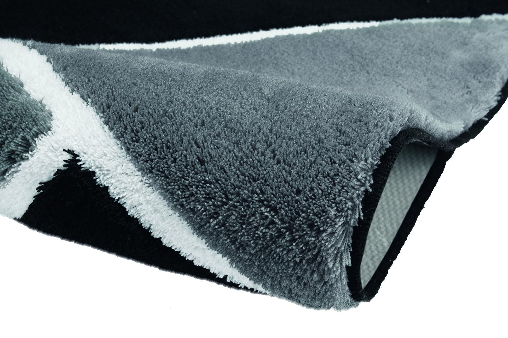 Kleine Wolke Badteppich Hailey Schwarz 70 x 120 cm | OEKO-TEX zertifiziert, rutschhemmende Unterseite, für Fußbodenheizung, maschinenwaschbar, 100% Polyacryl