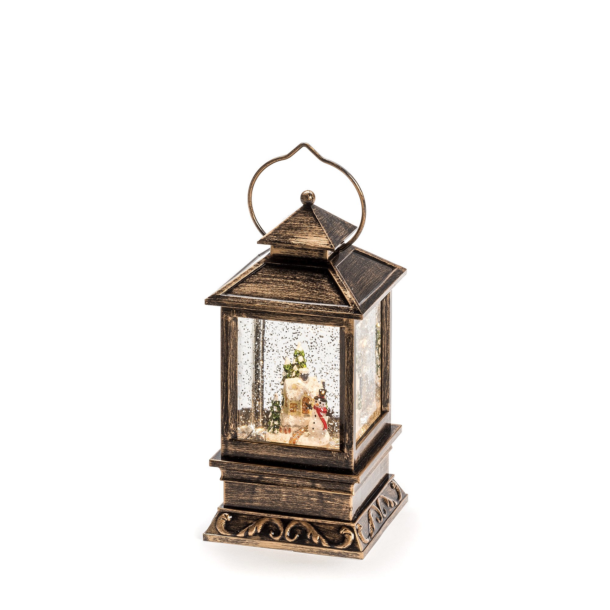Konstsmide LED Snow Globe Lantern “Dickensian Seated Couple in a Winter Scene", Water Filled/Water Spinner/Indoor Use (IP20)/Battery Operated 3xC 1.5V (excl.) /Christmas Lantern 1 Warm White Diode