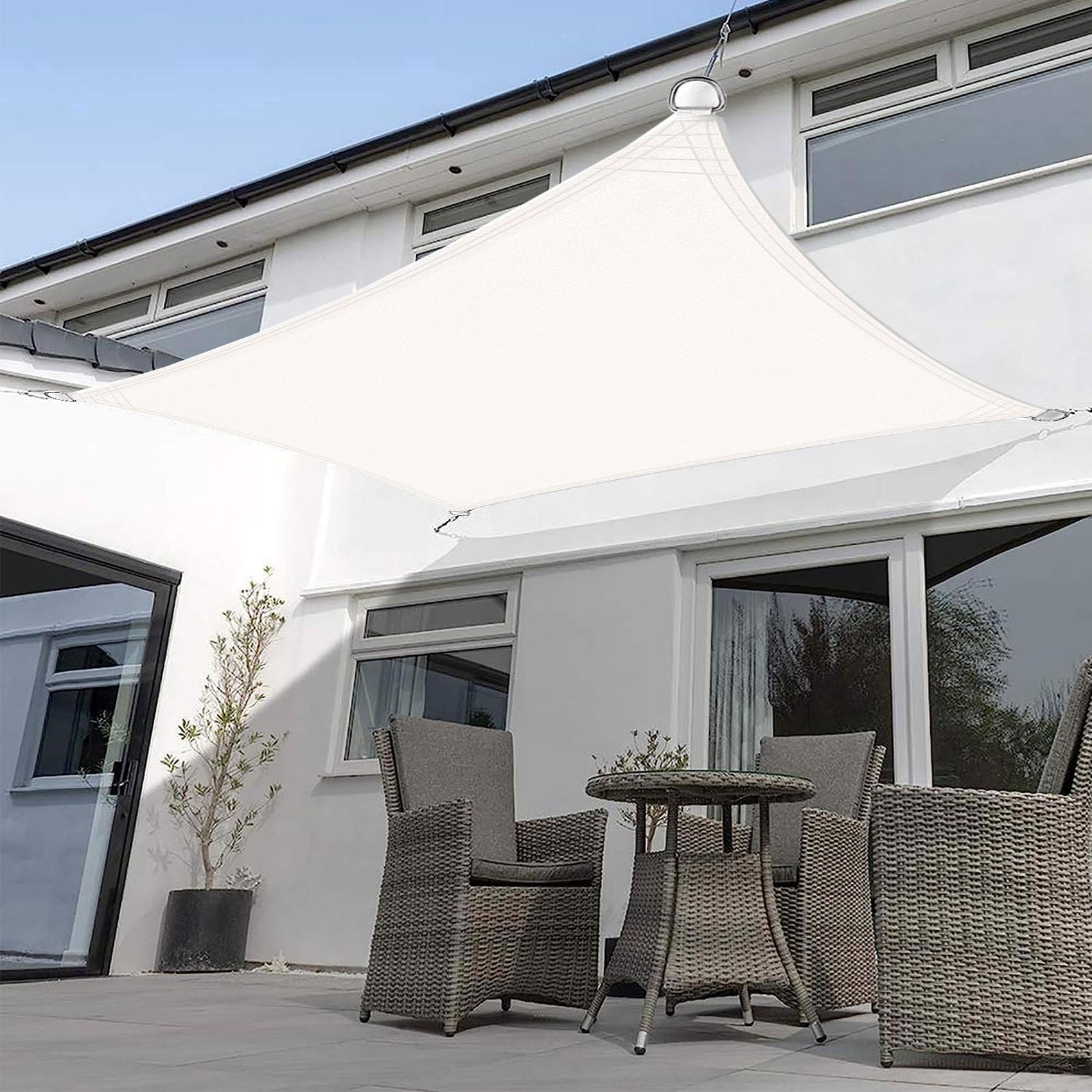 Toile D'Ombrage 6.5x7 M - Protection UV 98%, Imperméable Polyester - Pour Terrasse, Jardin, Piscine - Avec Œillets Et Corde