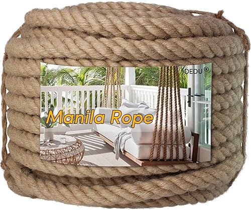 Miniatura 35 de Muelles de cuerda de manila tratada de 1.25 pulgadas x 50 pies para embarcaciones de árboles y granja