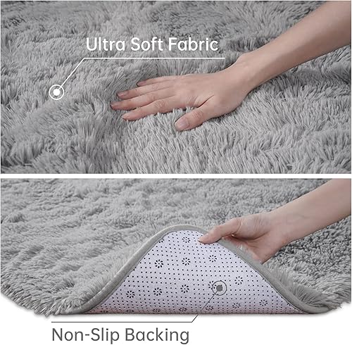 Miniatura 6 de Toneed Alfombra mullida para dormitorio, sala de estar, 4 x 6 pies, color rosa rosa, alfombra lanuda súper suave y moderna, alfombra de felpa