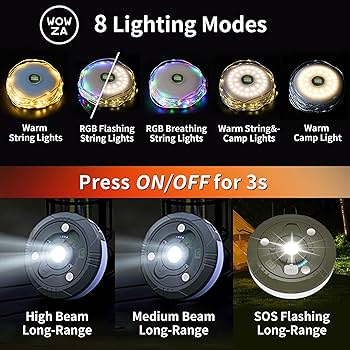 Wowza Powah 4 in 1 Camping String Lights 32.8FT Outdoor Quick