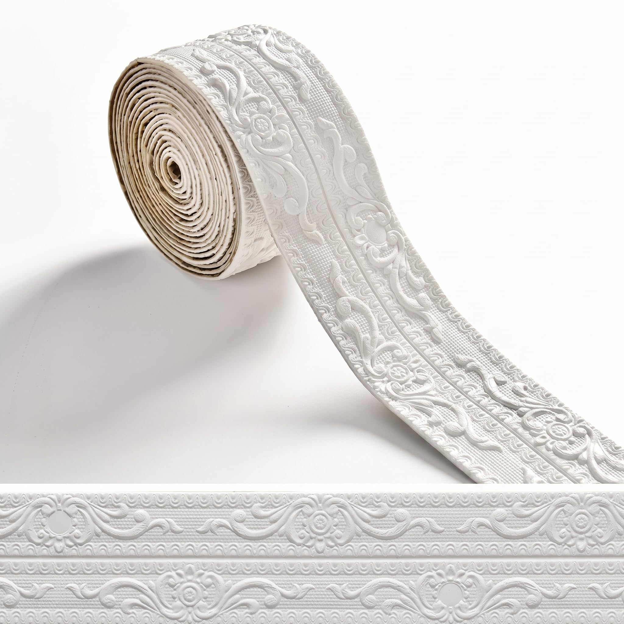 Guest Ruyunlai White Self Adhesive 3D Foam Wall Trim Peel And Stick Wallpaper Border For Ceiling Crown Molding And Wall Skirting Baseboards 11Cm X 1000Cm