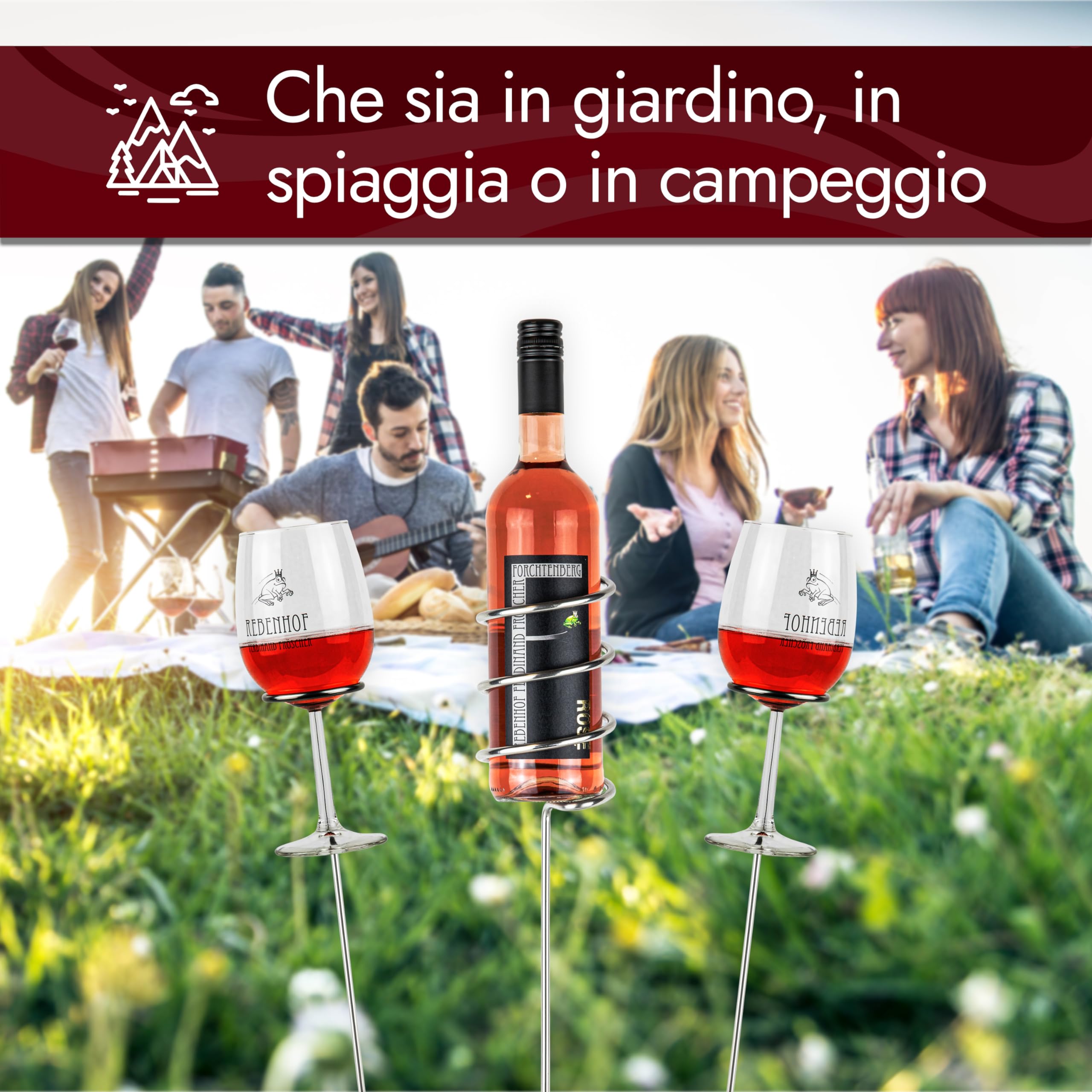 Original Portabottiglie Set di Avvio Acciaio Inox per Bottiglie e Bicchieri