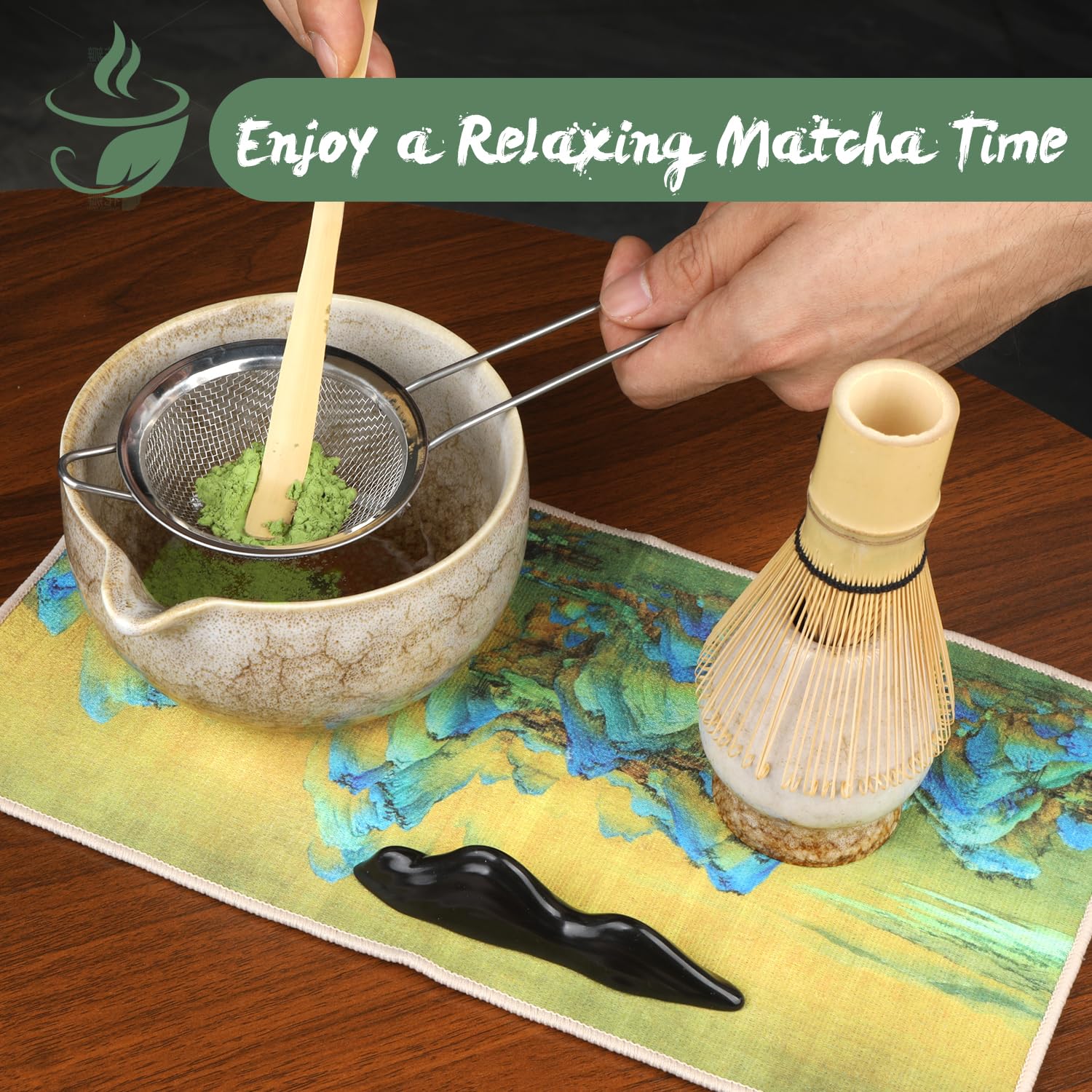 Matcha Making Tools Bamboo Matcha Whisk Matcha Whisk Set – 7-Piece Ceramic Bowl & Bamboo ...