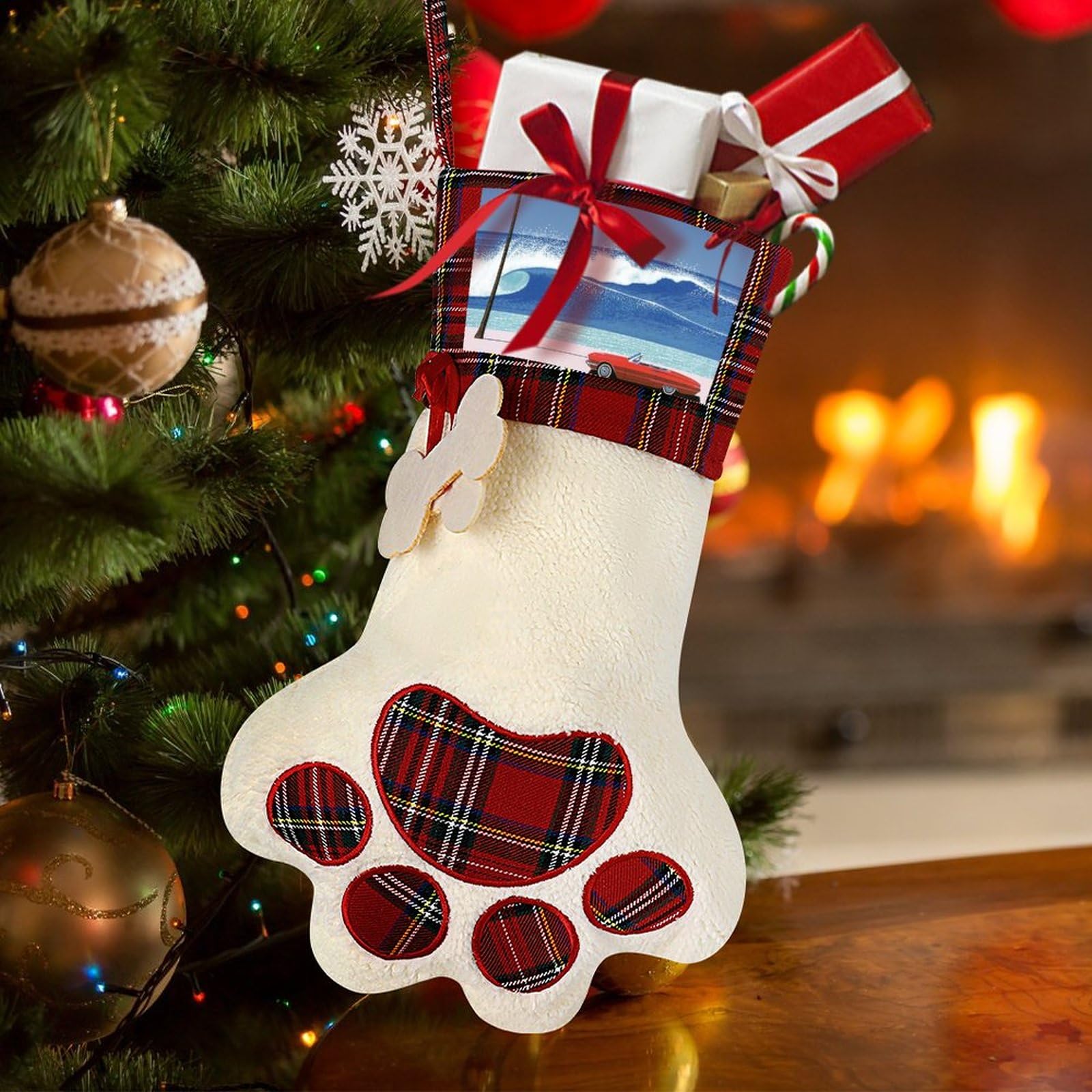 Amazon | クリスマスの靴下 クリスマスプレゼント入れ 靴 永井博