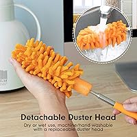 Vista 29 de Microfiber Duster for Cleaning, Tukuos Hand Washable Dusters with 2pcs Replace Microfiber Head, Extendable Pole, Detachable Cleaning Brush Tool for