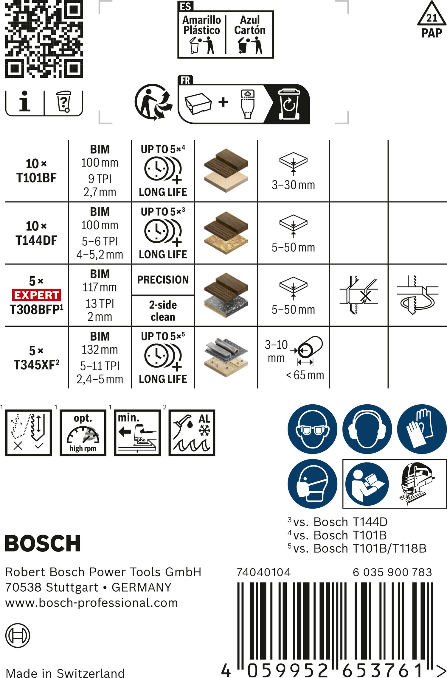 Bosch PRO Wood and Metal - Set di 30 lame per seghetto alternativo per cucina, 30 pezzi (per piano di lavoro della cucina, legno duro, lunghezza 100 mm, accessori professionali)