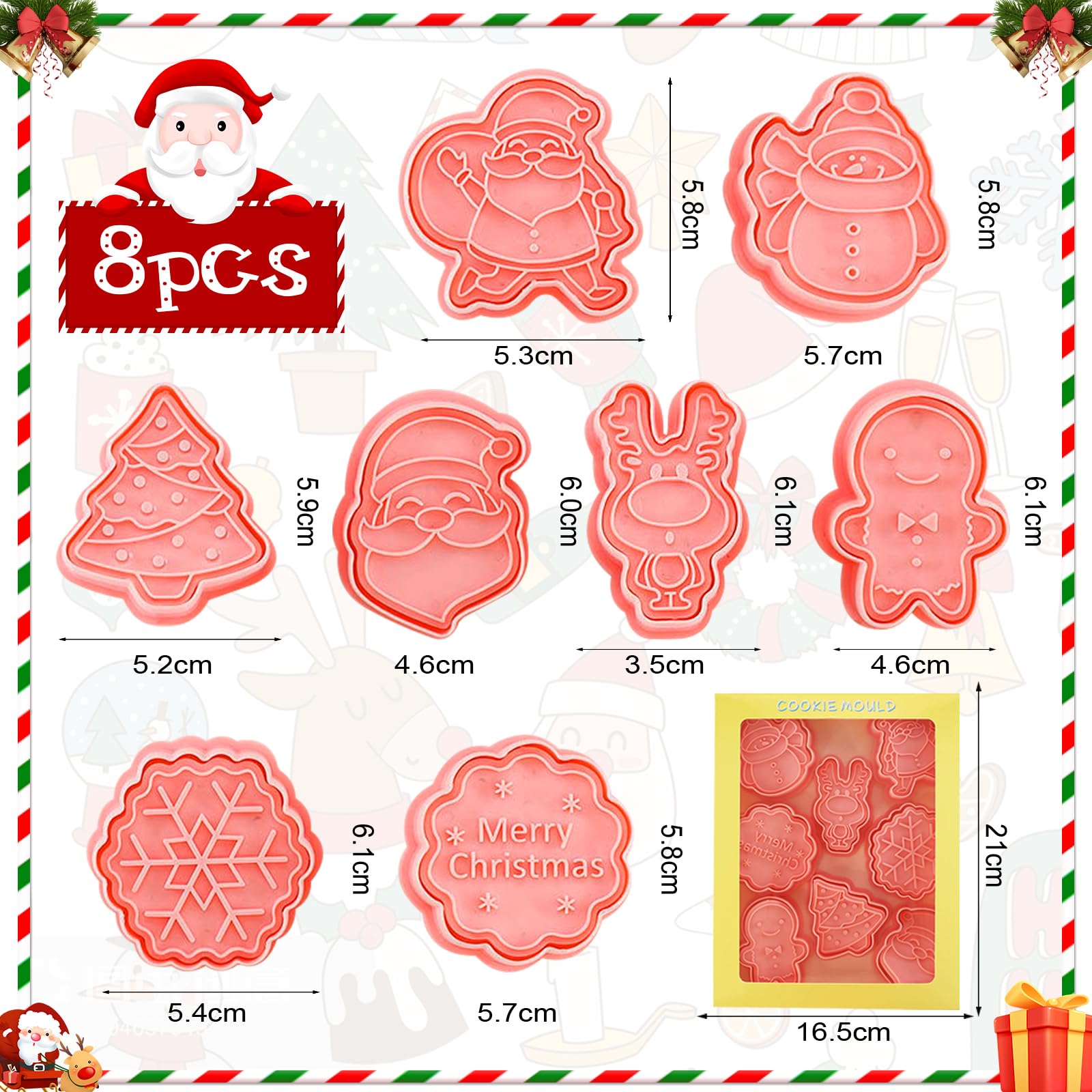 Formine per Biscotti Natale, 3 Pezzi Stampi Biscotti Natalizi, 3D Tagliabiscotti di Natale, Pupazzo di Neve Babbo Natale Tagliapasta Set
