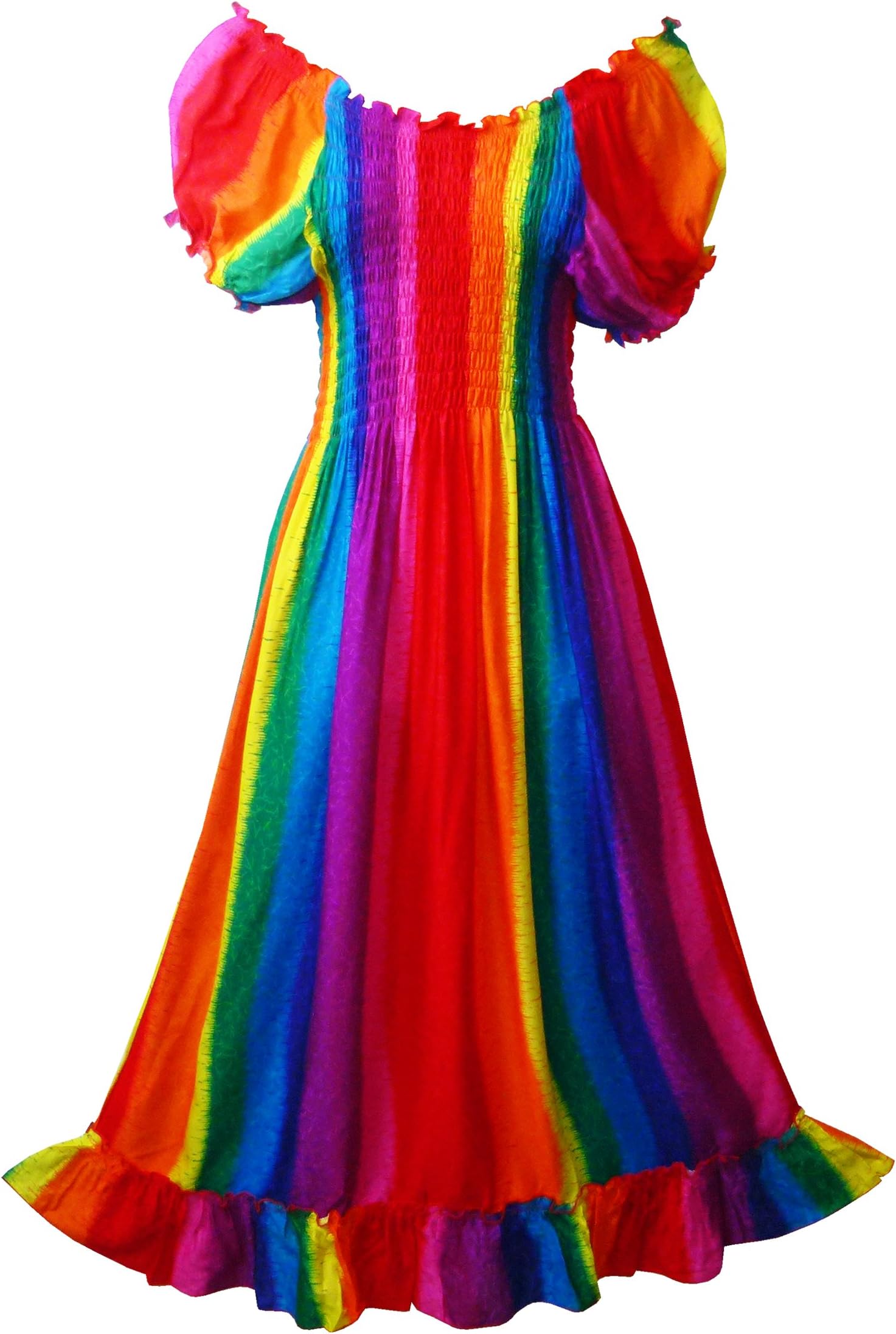 Cap Sleeve Women's Rainbow Hippie Gypsy Maxi Sundress Multicoloured SM