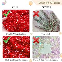 Vista 6 de MODFUNS The Yard - Tela de lentejuelas rojas de 6 yardas, tela de terciopelo de lentejuelas rojas con purpurina para vestido, tela de acolchado