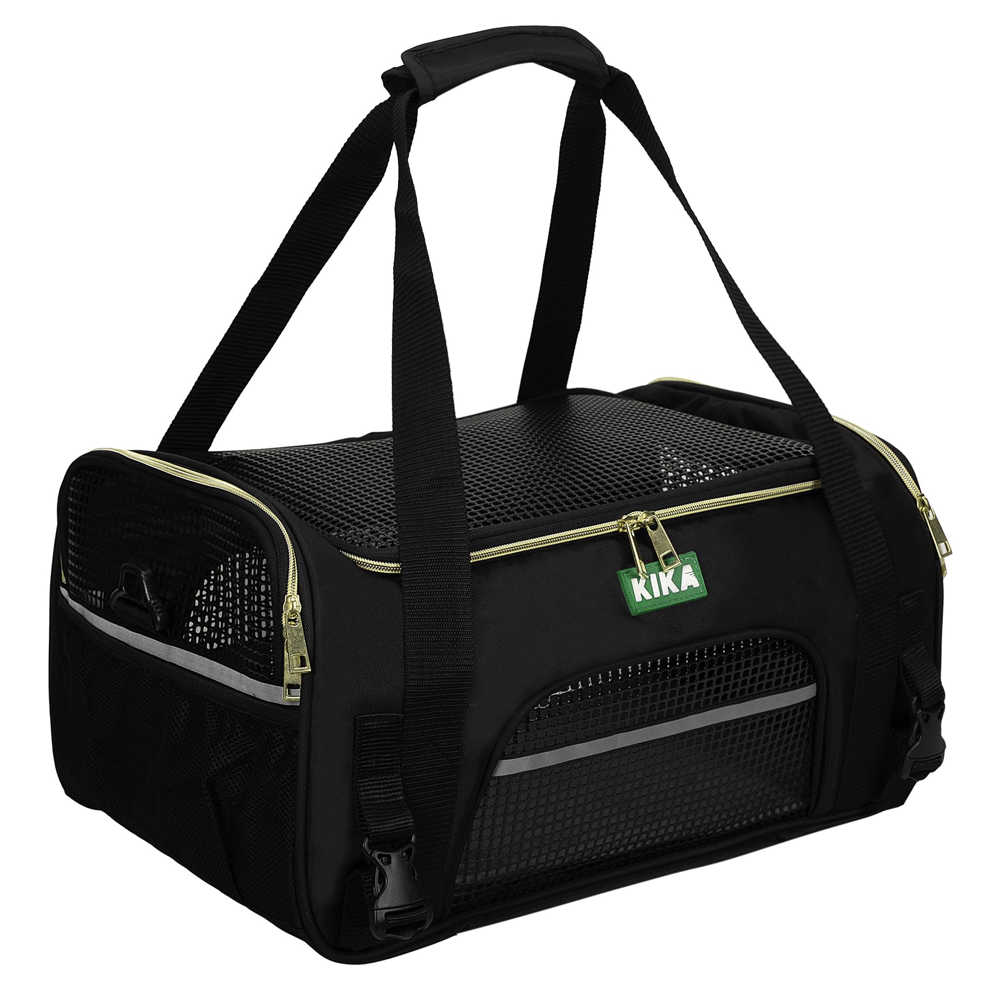 KIKA Pets Goldfinch Cat Bag Carrier | Small Dog Puppy Bag Carrier | Airline Dimension Approved Akasa - Medium Size (17 x 10 x 9 inches), Midnight Black-image-13