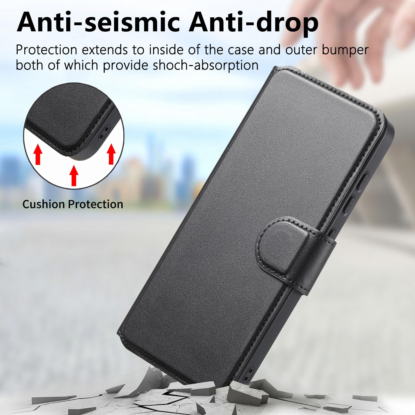 COQUE Samsung Galaxy S26 Magnetic Wallet Case With Elastic Wrist Strap, Built-in Card Holder and Adjustable Stand, Shockproof Protective Cover for Samsung Galaxy S2