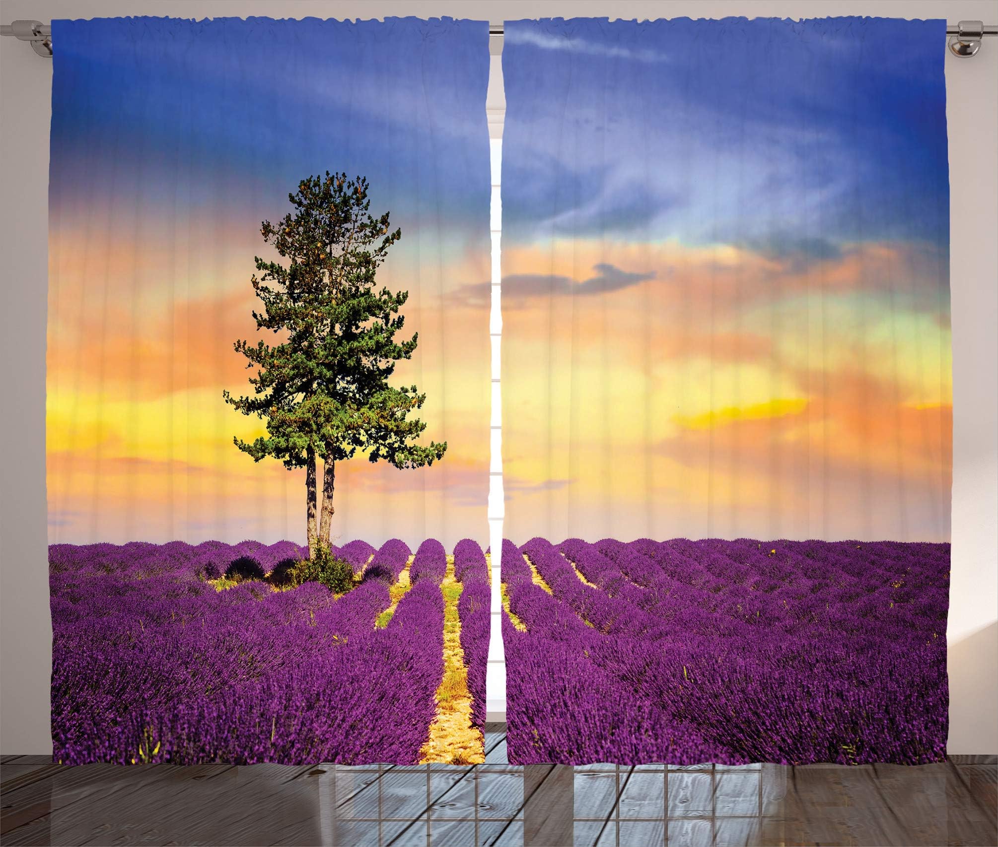 sheer curtains French Countryside Curtain 63 inch length,Window Treatments for Kids Bedroom Curtain 2 Panels Set 54" W x 63" L