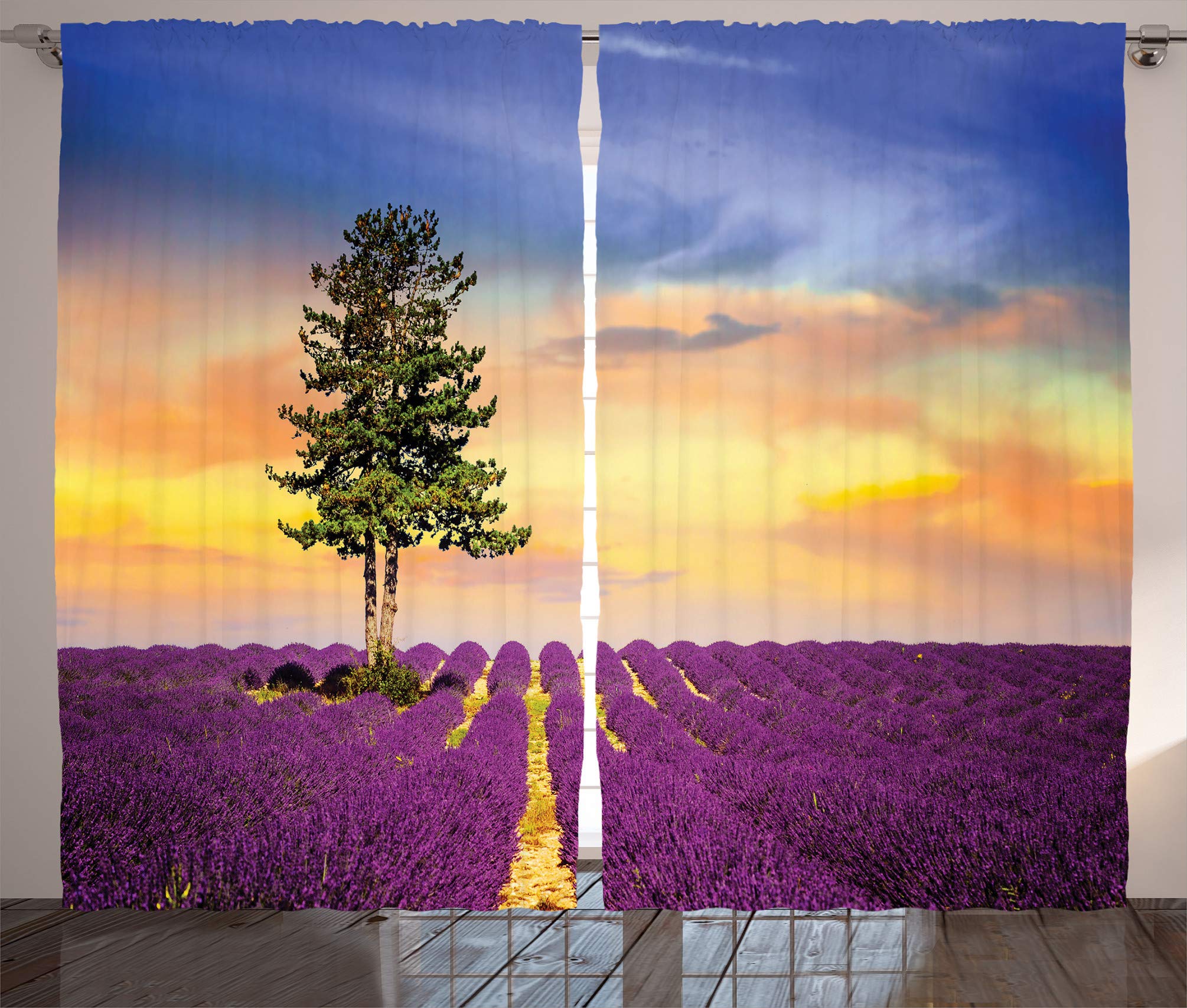 sheer curtains French Countryside Curtain 63 inch length,Window Treatments for Kids Bedroom Curtain 2 Panels Set 54" W x 63" L