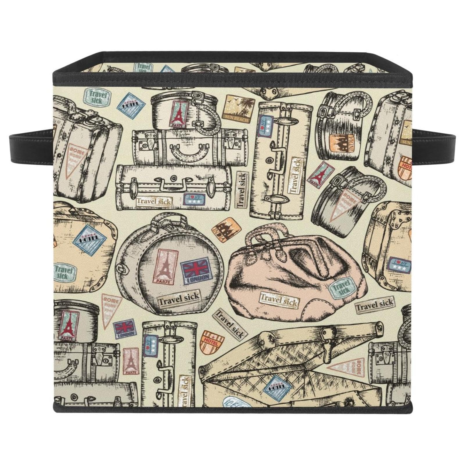 Boîte de rangement pliable en tissu cube avec poignées pour vêtements