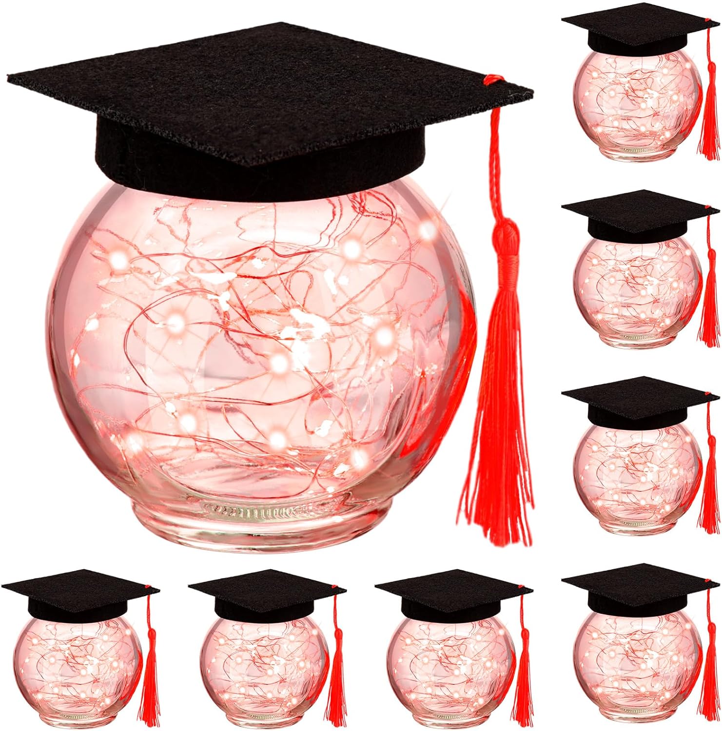 WILLBOND 8 Pack Graduation Table Centerpieces 2026 with LED Light up Graduation Cap Decorations for Class of 2026 Blue Mason Jar Graduations Gift for Tables College Masters Degree