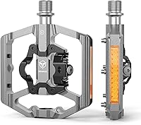 Vista 11 de Pedales de bicicleta de montaña con reflector, pedales de plataforma de doble función y sin clip, pedal de bicicleta de 9/16 pulgadas compatible