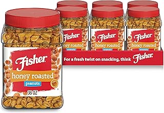 Fisher Snack Honey Roasted Peanuts, 36 Ounces (Pack of 6), Made with Real Honey, 100% Recyclable