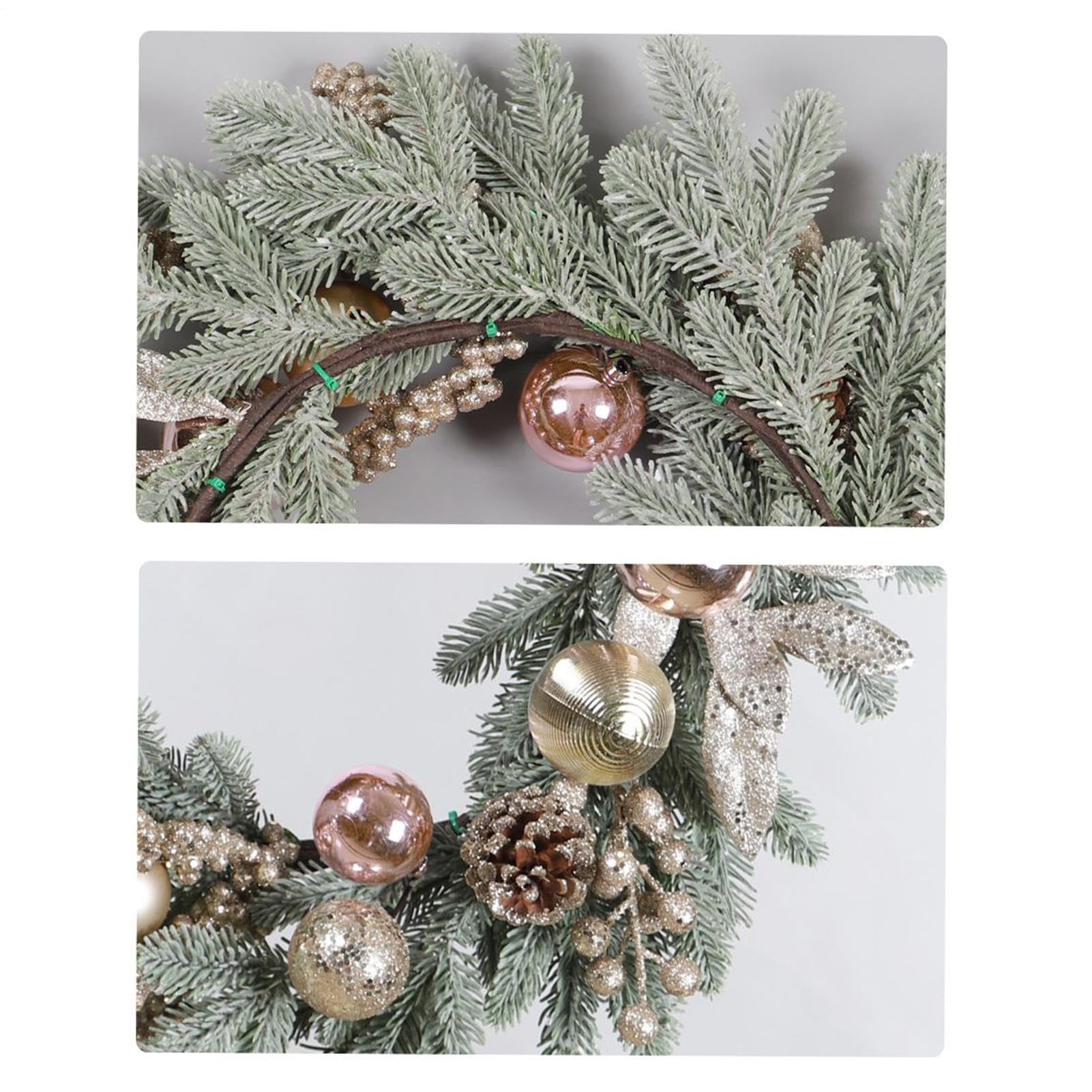 Corona de puerta de Navidad, guirnalda de ramas de pino de 20 pulgadas, corona artificial para Navidad, vacaciones, chimenea, porche, ventana, puerta, mesa, fiesta, boda, invierno, cocina