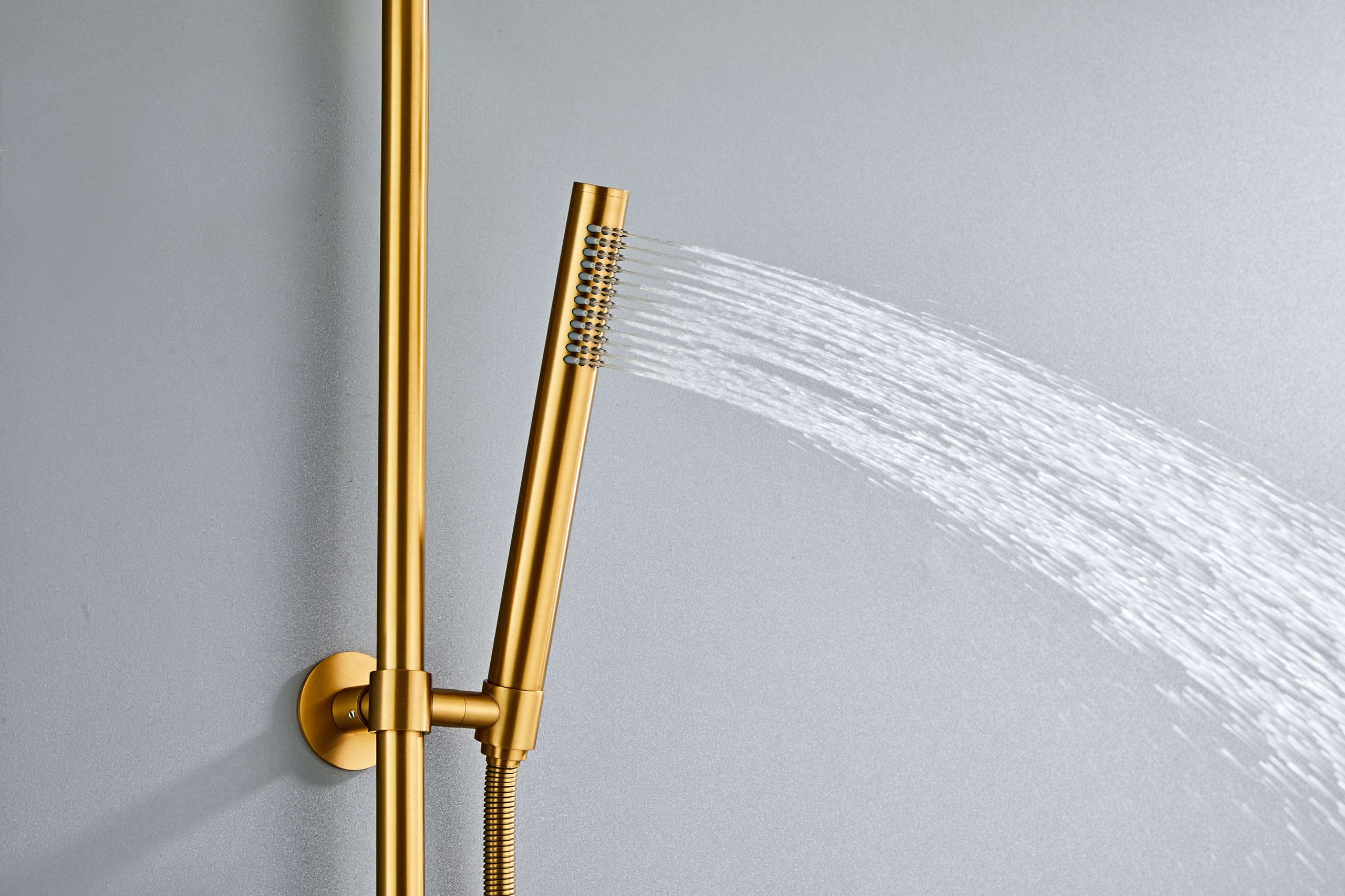 Douche de jardin en acier inoxydable - Douche d'extérieur de qualité supérieure pour le jardin - Avec thermostat, douchette à main et fonction anti-calcaire - Chaud et froid - Installation