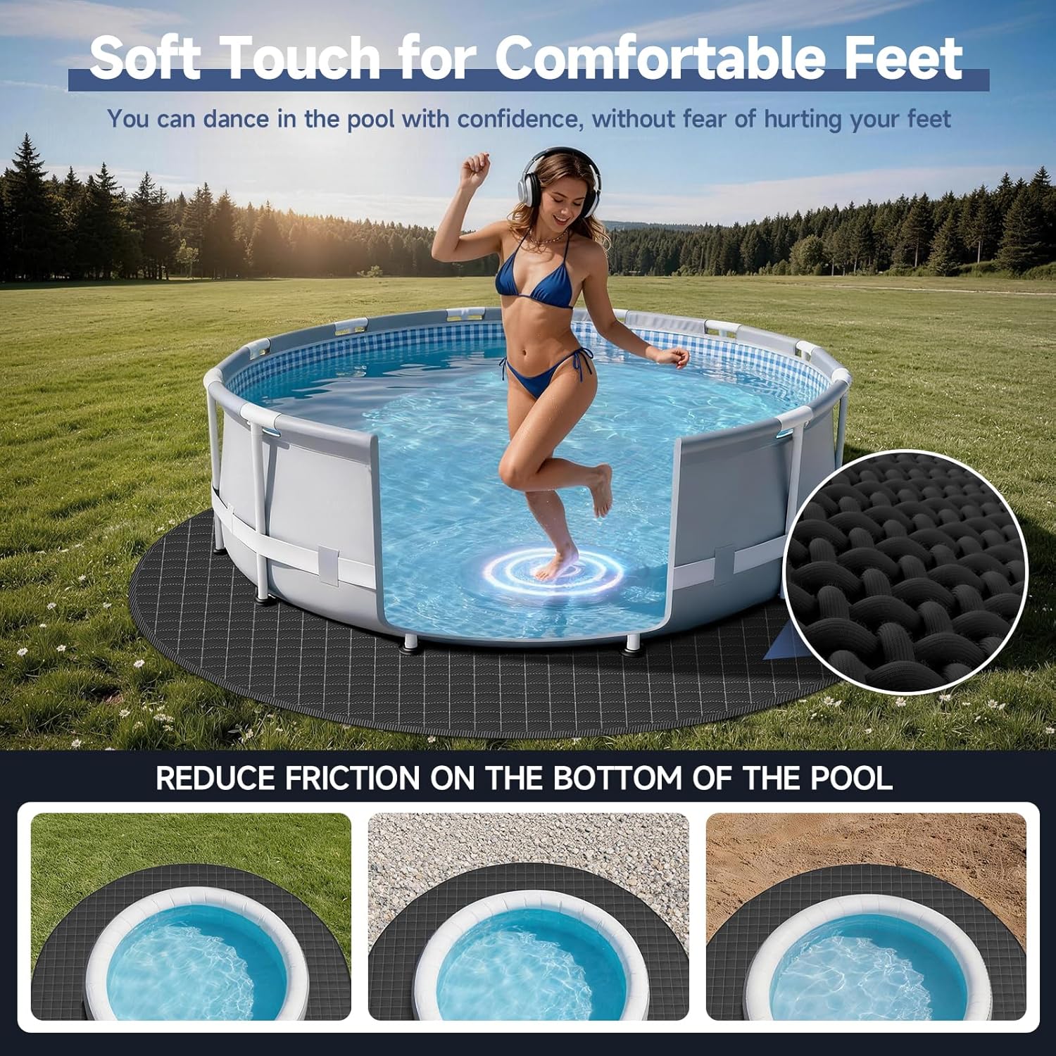 LXKCKJ 18FT Round Pool Pads for Above Ground Pool, Protects Pool Liner, Heavy Duty Puncture Resistant Fabric Pool Mats for Pool Bottom - Prevents Punctures - Weed Barrier - Extends Liner Life