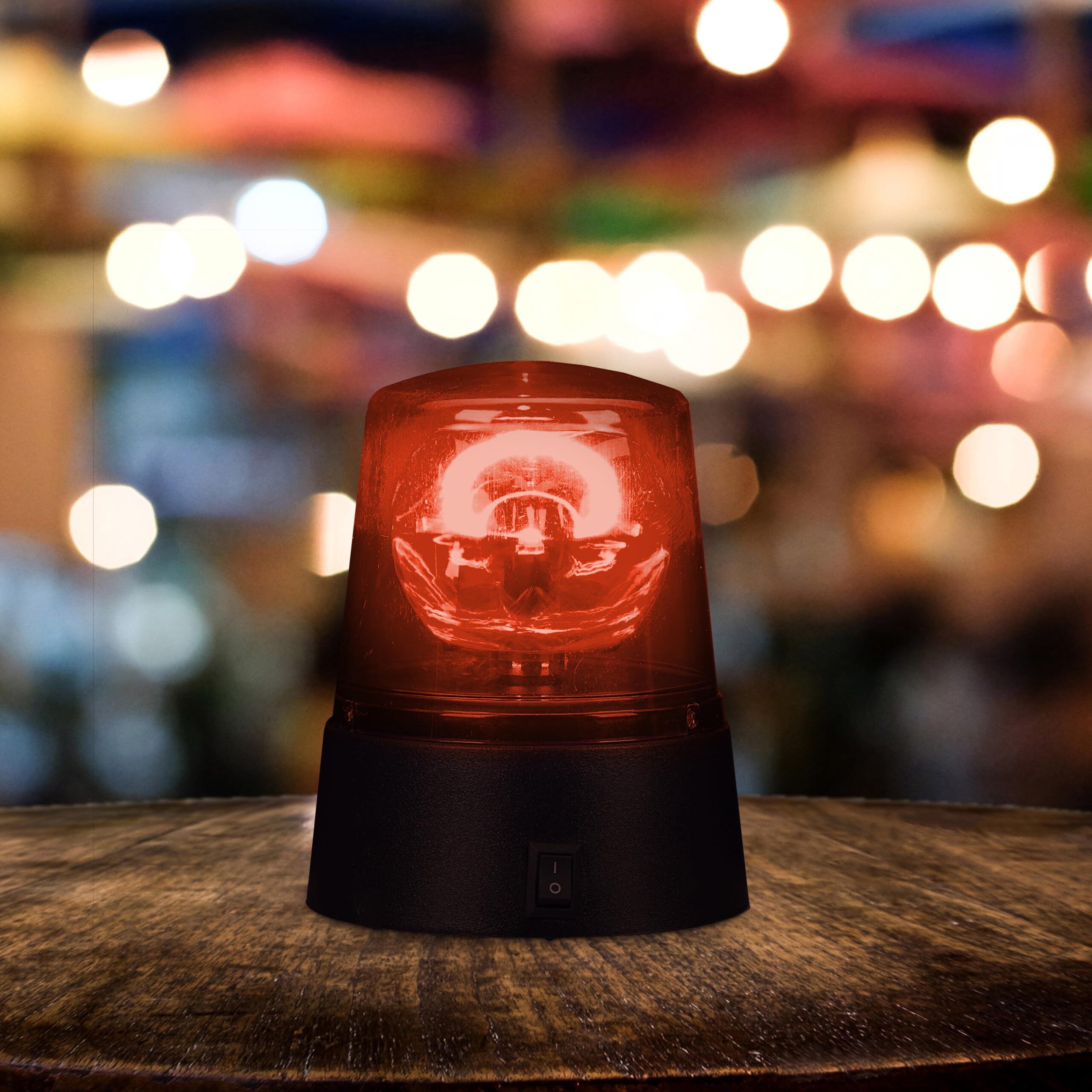 Relaxdays Lampada Polizia Party, Set 2 LED Lampeggianti, Riflettore Girevole, a Batteria, Luce Stroboscopica, Blu Rosso