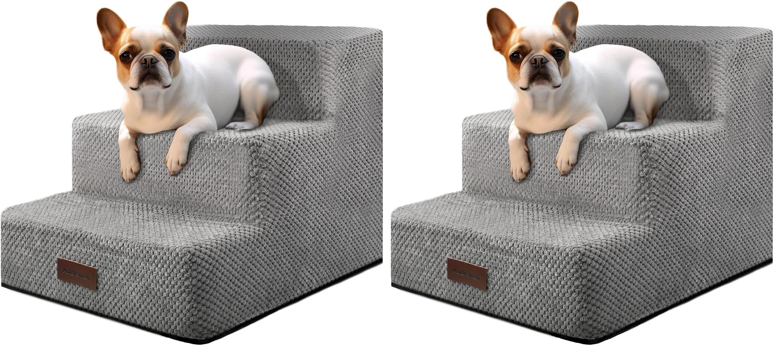 Aodisman Dog Stairs for Small Dogs &amp; Cats,3-Step Pet Steps for Couch &amp; Bed (Pack of 2)