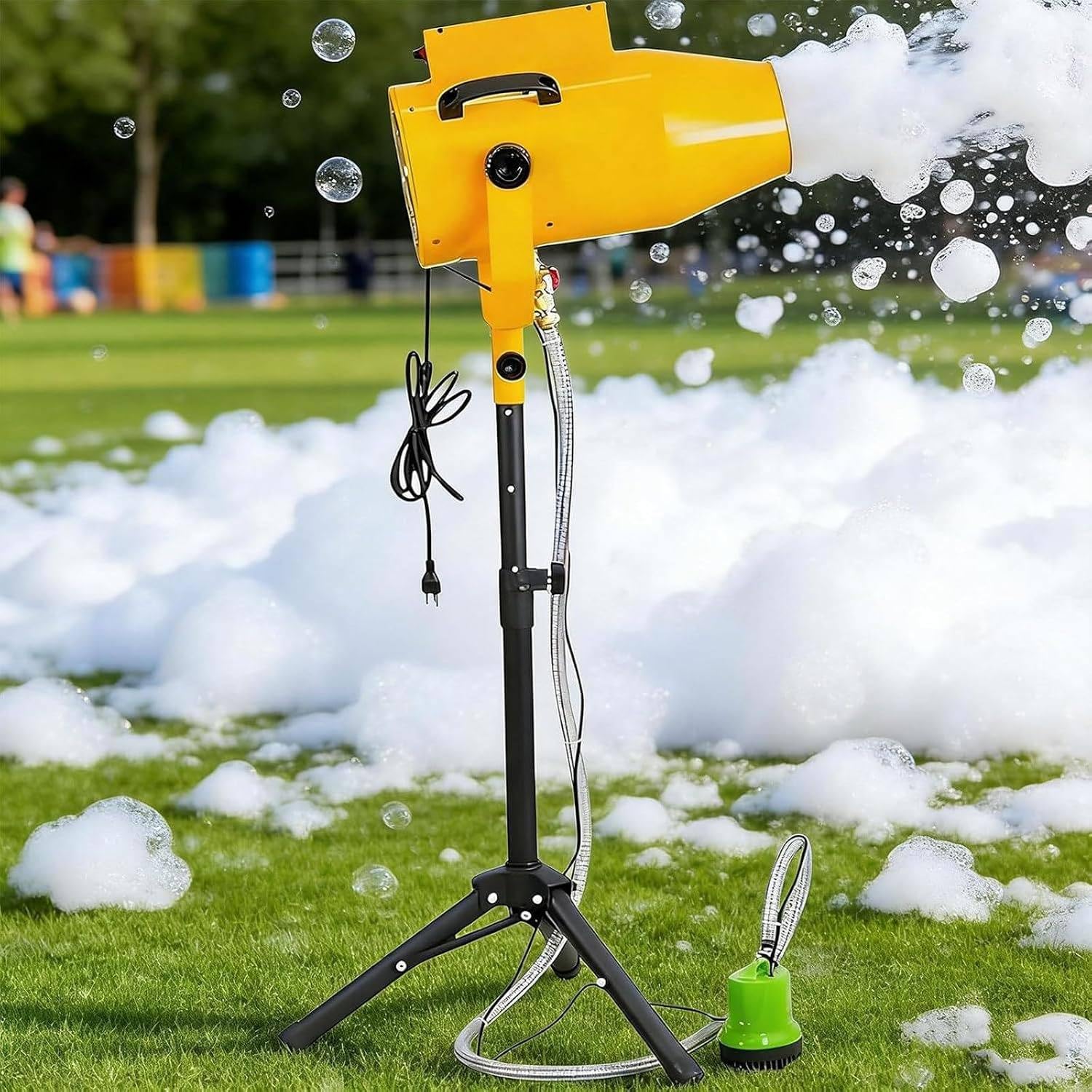 GAYAYAS 1200W Foam Jet Cannon Machine, Stage Effect Foam Machine Yellow