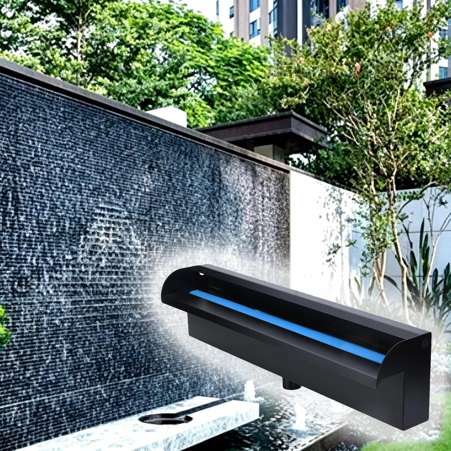 Professional Stainless Steel Waterfall Spillway Kit - 81" Outdoor Fountain Cascade for Ponds & Pools, Complete Accessories for Stunning Rockery & Water Features