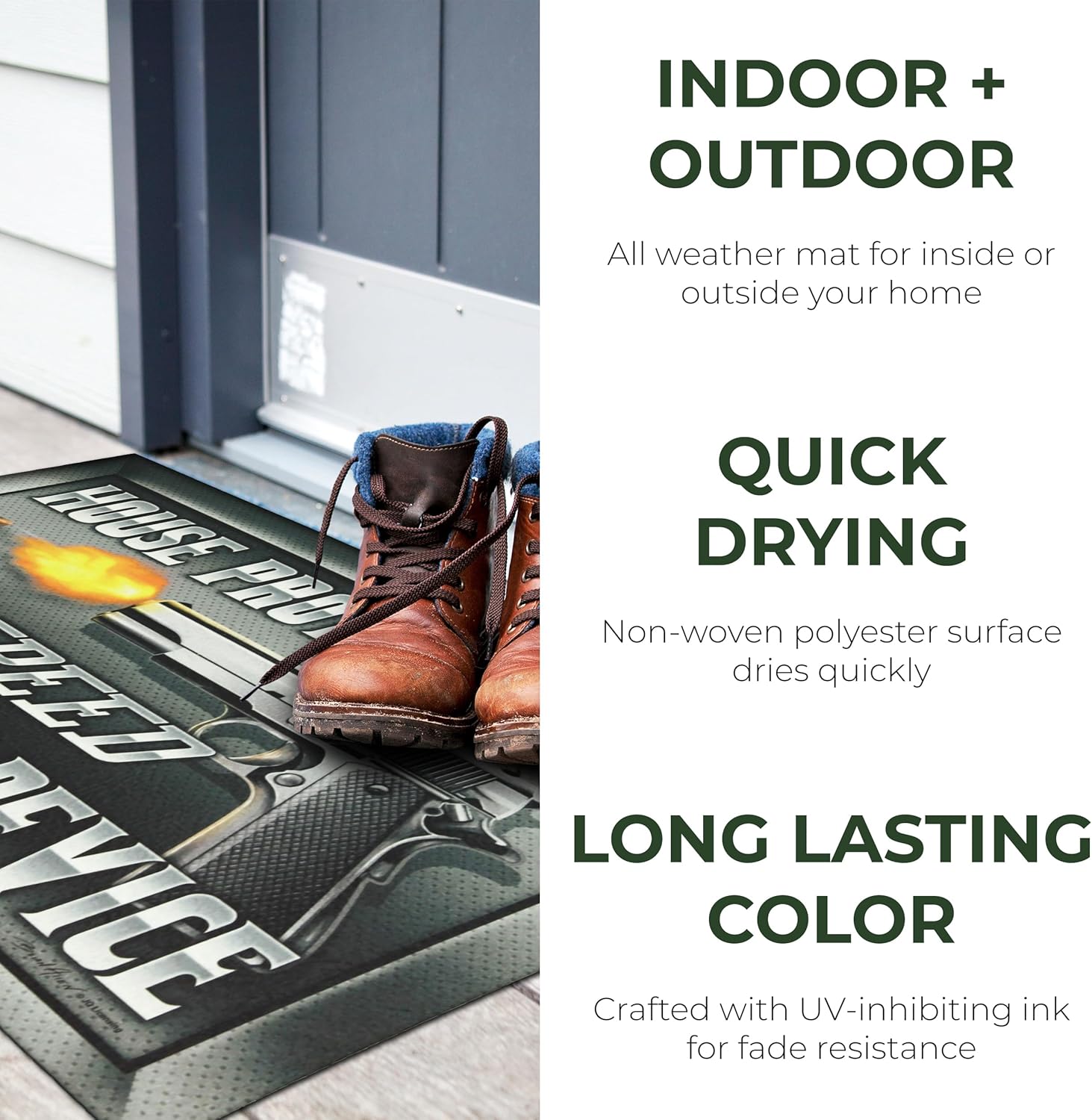 Rivers Edge Products 26" x 17" Rubber Door Mat - All Weather, Anti-Slip Welcome Mat - Fade-Resistant Indoor Outdoor Rug - Entryway Doormat for Front Porch, Patio, Garage -