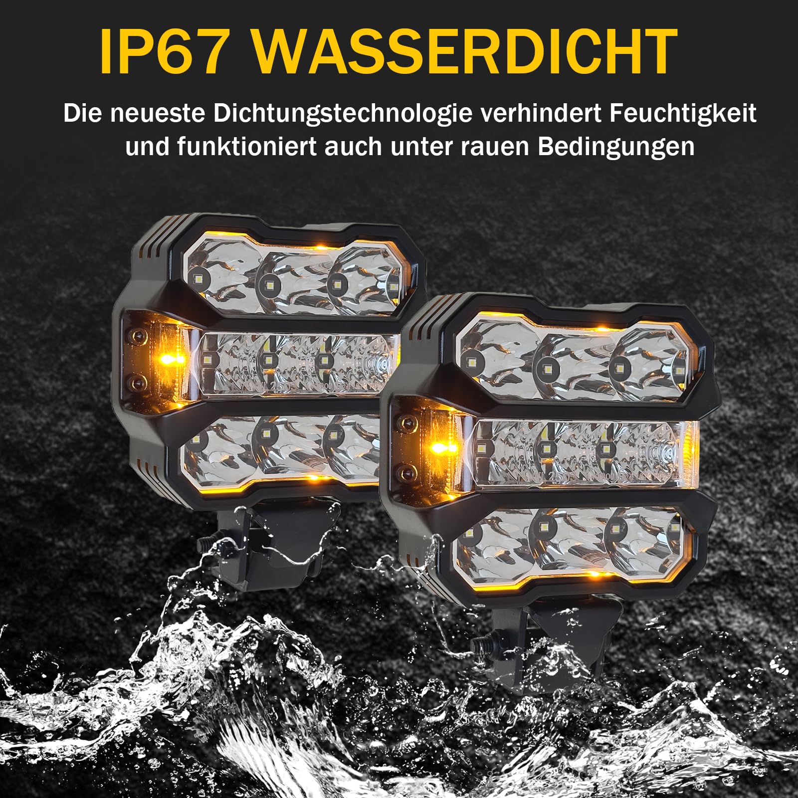 paar 4,5 Zoll LED Offroad Scheinwerfer mit Amber DRL E Geprüft, Zusatzscheinwerfer Auto, Arbeitsscheinwerfer mit Drahtbaum, für Jeep SUV Pickup ATV UTV RZR Boote Motorräder Plug & Play