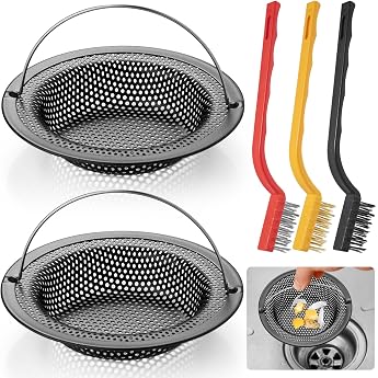 Sink Strainer Black Stainless Steel Pack of 2