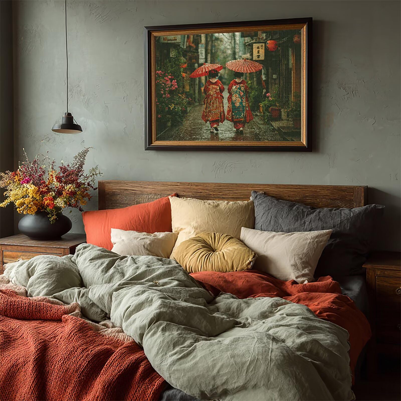 Puzzle 4000 elementów dla dorosłych gejsza, drewniane puzzle, 142 x 86 cm, elementy ściśle do siebie pasują, dla mężczyzn, kobiet, starszych seniorów, dekompresji, dekoracja letnia, prezenty, (widok
