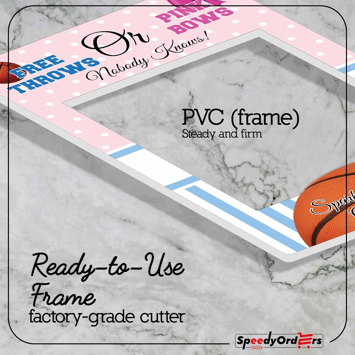 Custom Gender Reveal Photo Booth Frame - Sizes 36x24, 48x32 Basketball Baby Shower Photo Booth, Handmade Decor, He or She Photo Booth Prop Selfie Frame, Baby Shower Boy or Girl