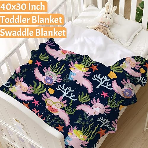 Miniatura 2 de Bonita manta de franela de ajolote súper suave y cálida para cama, sofá de 40 x 30 pulgadas para manta de cachorro