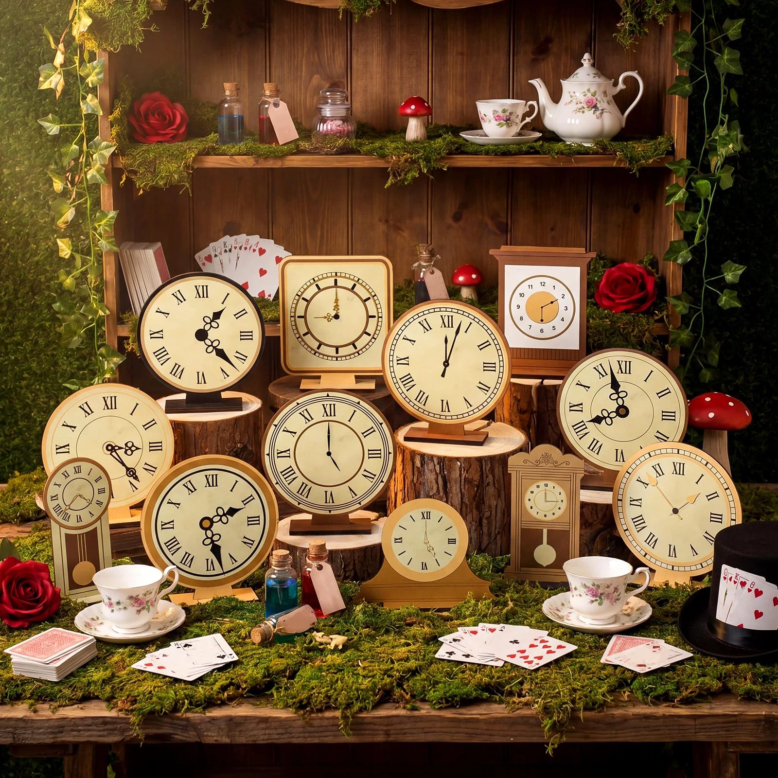 Photo 1 of AceOrbit 12 Pcs Wonderland Themed Clock Table Centerpieces