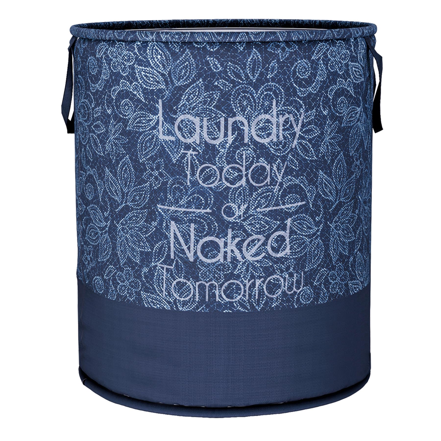 Kuber Industries Laundry Basket | 45 LTR | Non-Woven Round Laundry Basket | Clothes Storage Hamper | Foldable Laundry Bag with Handle | Toy Storage Basket | Flower-Print | Navy Blue (B0D4HWTWF4) Amazon Price History, Amazon Price Tracker
