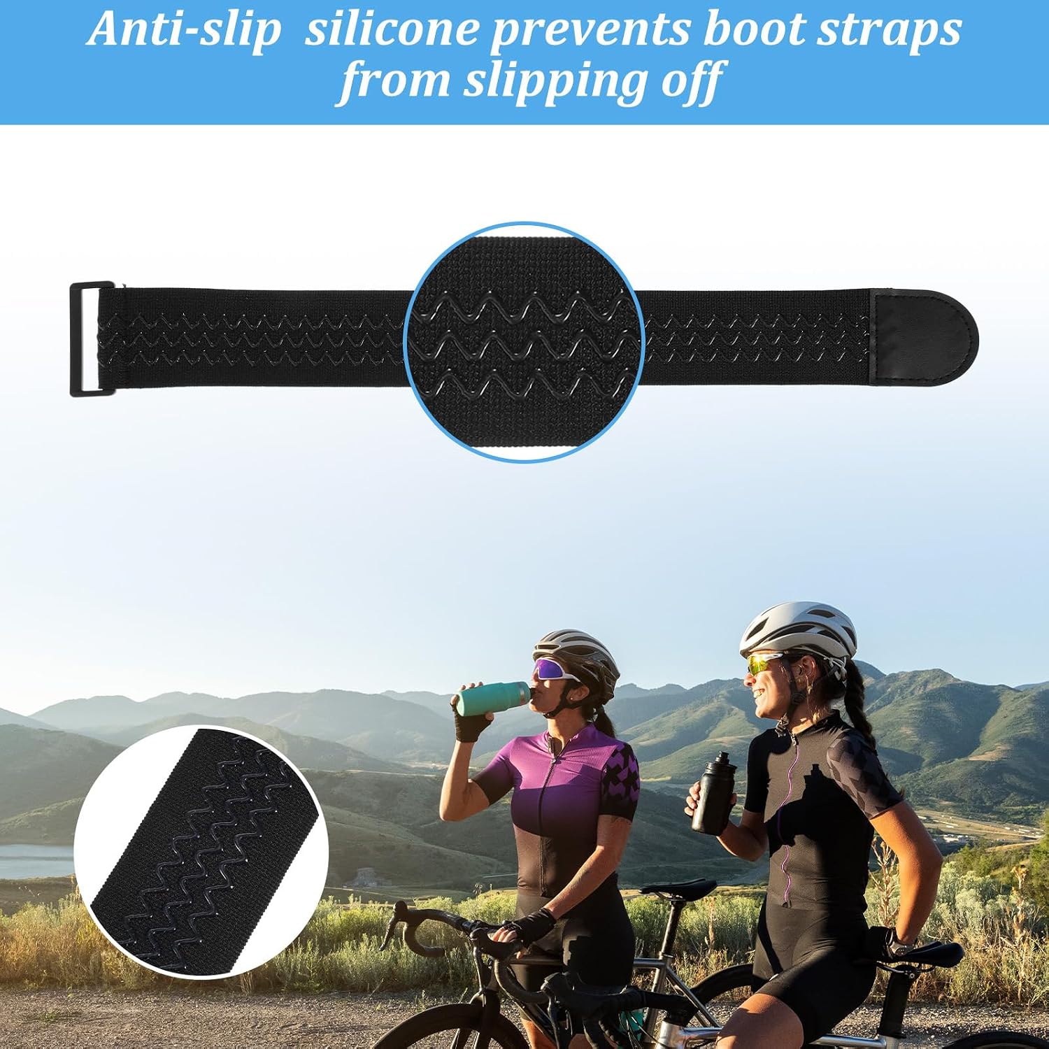 2 Pcs Ankle Straps Adjustable Boot Bands Elastic Polyester Pant Leg Straps Multipurpose Black Elastic Magic Fastening Belt Wrist Wrap Brace with Buckle for Biking Hiking Fishing Gardening Uniform