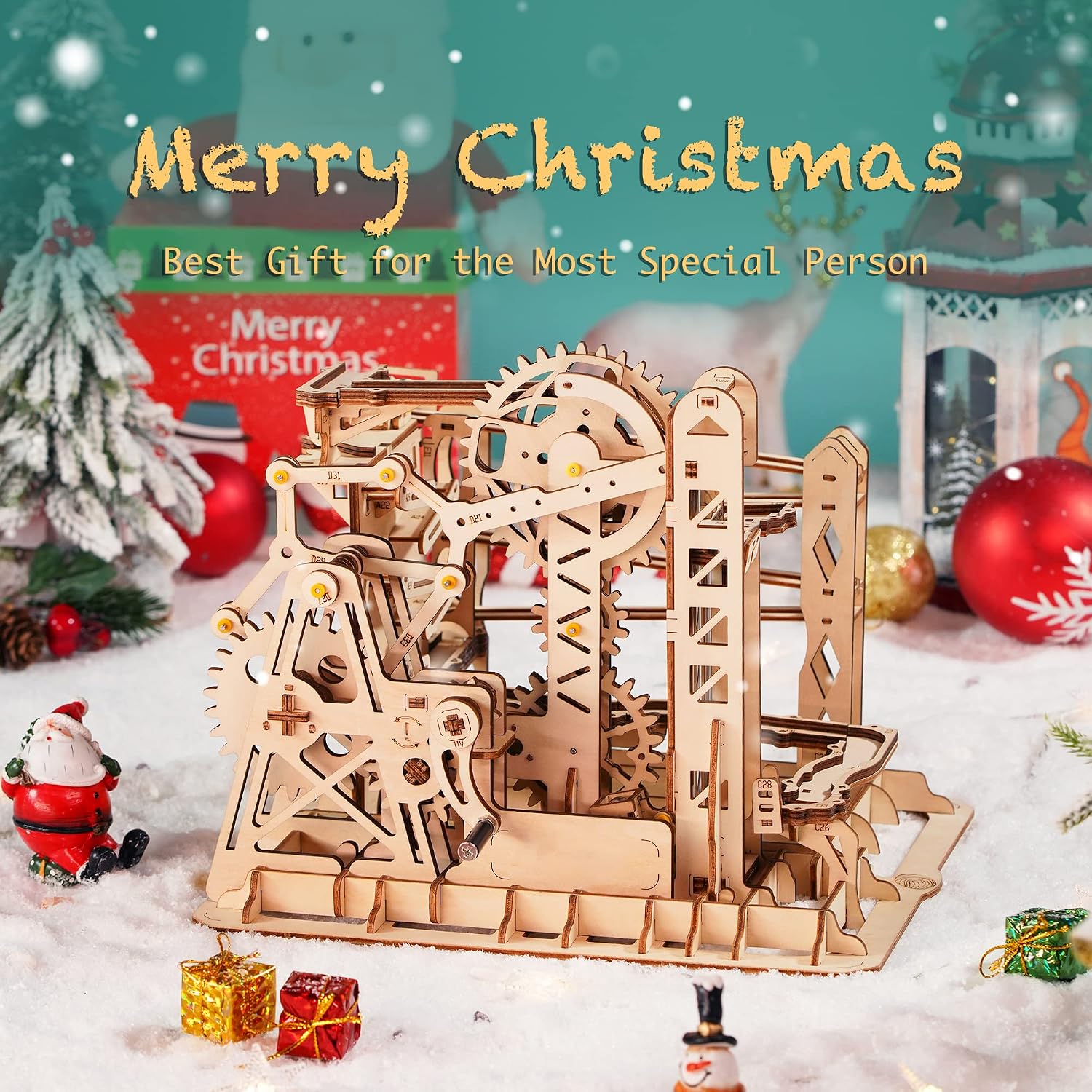 ROBOTIME 3D Puzzle Engineering Toys STEM Learning Kits Wooden Laser-Cut Model Kit Best Mechanical Gears Toy Gifts