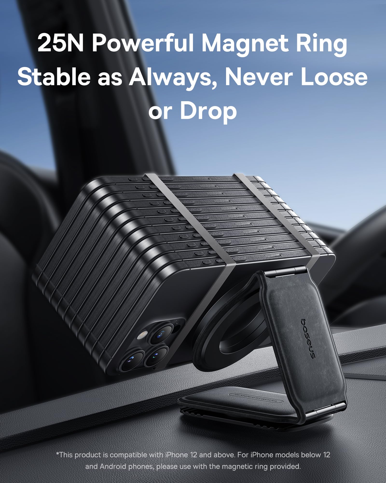 Baseus C02 Mega Supporto magnetico per telefono auto 【Supporto per telefono da auto girevole a 360°, supporto per telefono da auto unico per iPhone 15 Pro Max, ecc